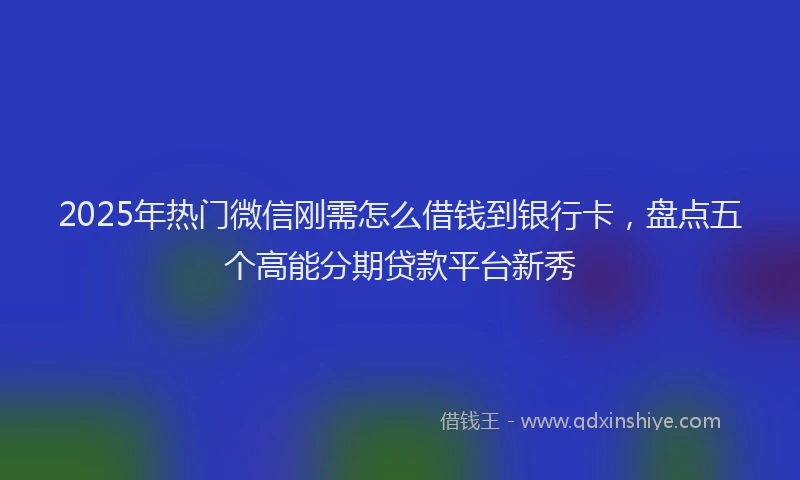 2025年热门微信刚需怎么借钱到银行卡，盘点五个高能分期贷款平台新秀