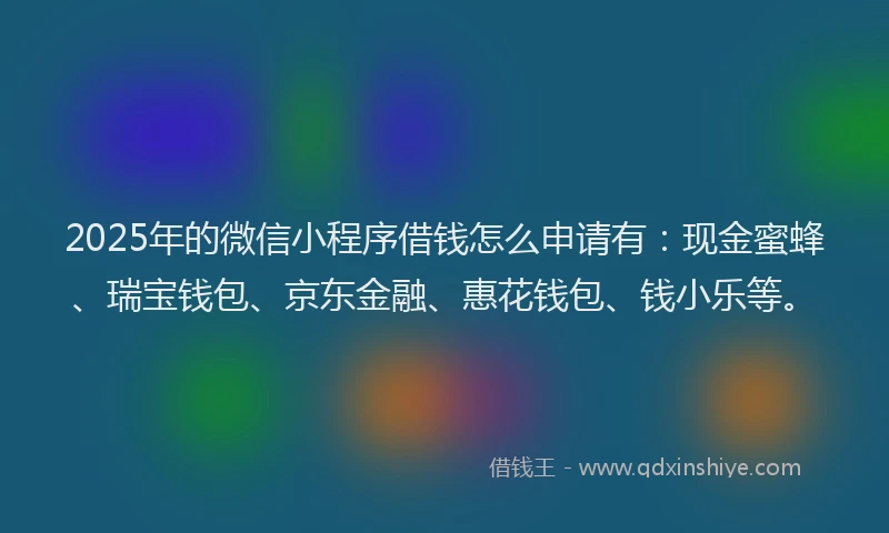 2025年的微信小程序借钱怎么申请有：现金蜜蜂、瑞宝钱包、京东金融、惠花钱包、钱小乐等。