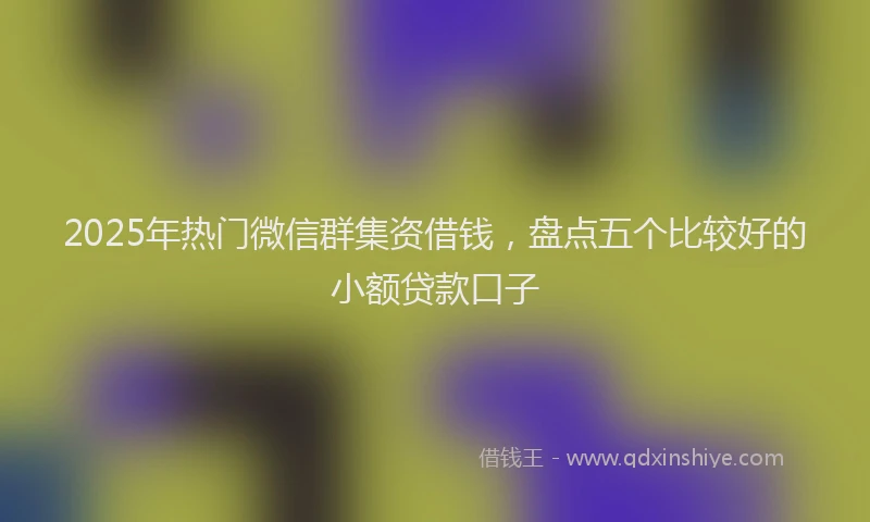 2025年热门微信群集资借钱，盘点五个比较好的小额贷款口子