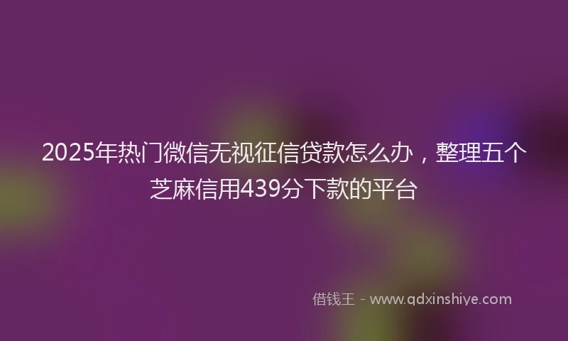 2025年热门微信无视征信贷款怎么办，整理五个芝麻信用439分下款的平台