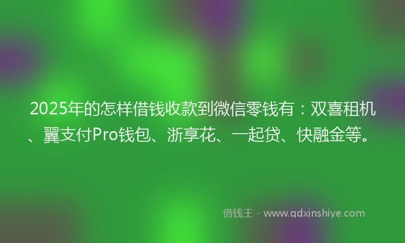 2025年的怎样借钱收款到微信零钱有：双喜租机、翼支付Pro钱包、浙享花、一起贷、快融金等。