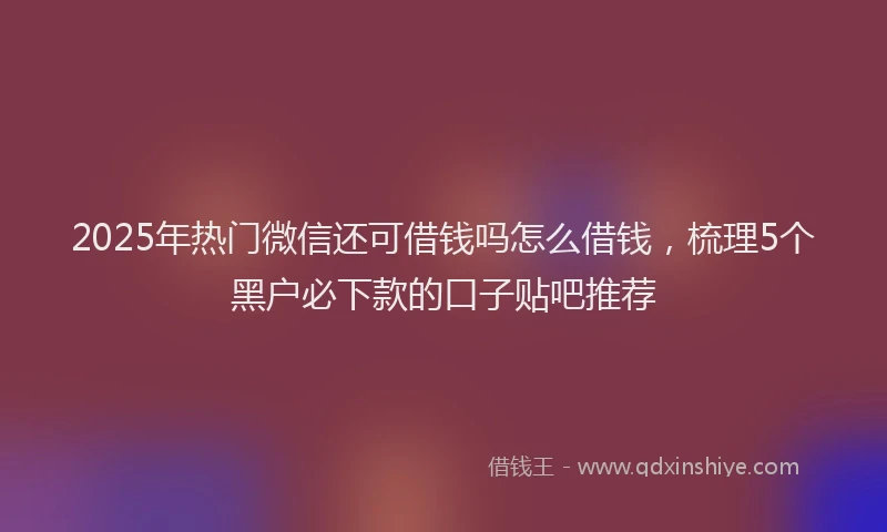 2025年热门微信还可借钱吗怎么借钱，梳理5个黑户必下款的口子贴吧推荐