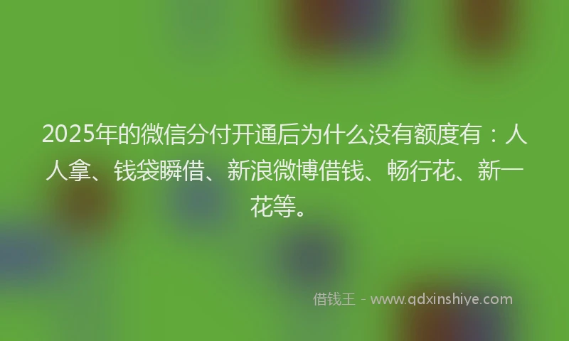 2025年的微信分付开通后为什么没有额度有：人人拿、钱袋瞬借、新浪微博借钱、畅行花、新一花等。