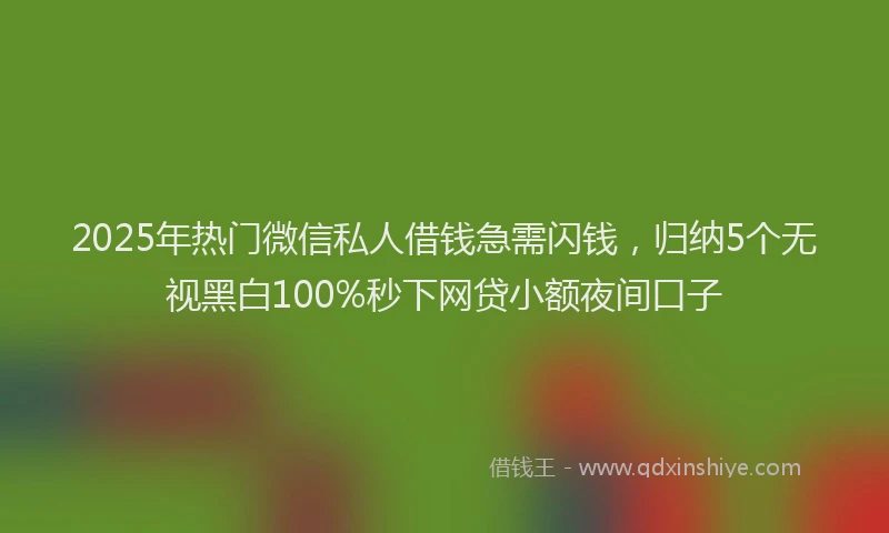 2025年热门微信私人借钱急需闪钱，归纳5个无视黑白100%秒下网贷小额夜间口子