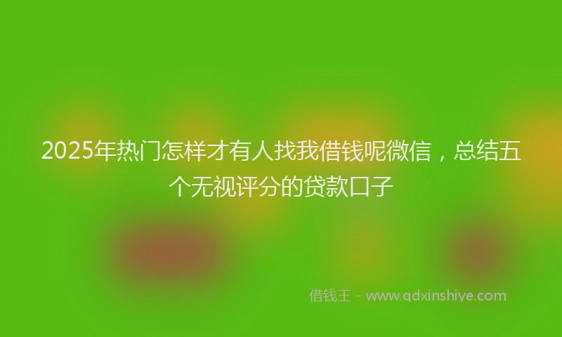 2025年热门怎样才有人找我借钱呢微信，总结五个无视评分的贷款口子