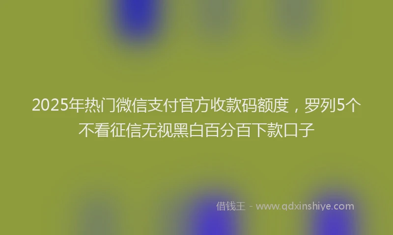 2025年热门微信支付官方收款码额度，罗列5个不看征信无视黑白百分百下款口子