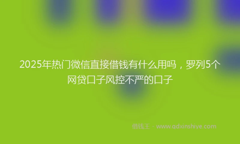 2025年热门微信直接借钱有什么用吗，罗列5个网贷口子风控不严的口子