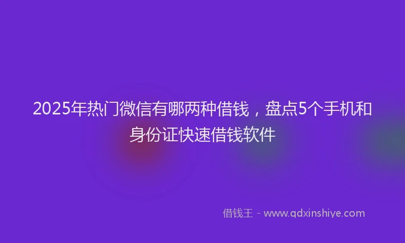 2025年热门微信有哪两种借钱，盘点5个手机和身份证快速借钱软件
