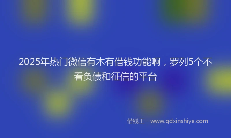 2025年热门微信有木有借钱功能啊，罗列5个不看负债和征信的平台