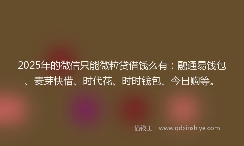 2025年的微信只能微粒贷借钱么有：融通易钱包、麦芽快借、时代花、时时钱包、今日购等。