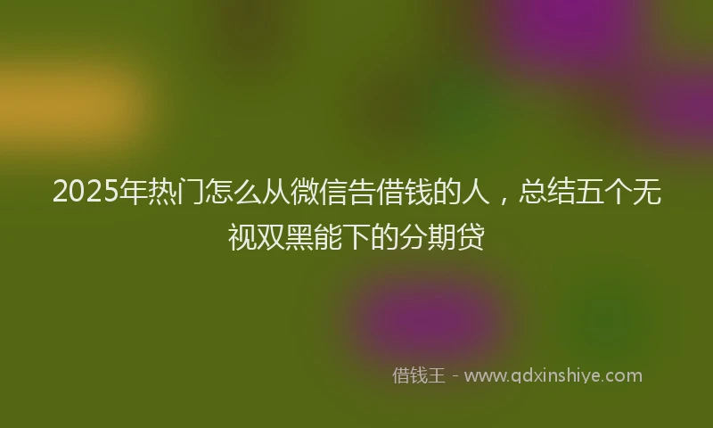 2025年热门怎么从微信告借钱的人,总结五个无视双黑能下的分期贷