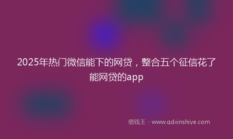 2025年热门微信能下的网贷，整合五个征信花了能网贷的app