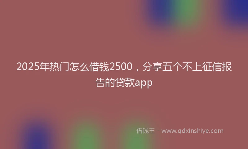 2025年热门怎么借钱2500，分享五个不上征信报告的贷款app