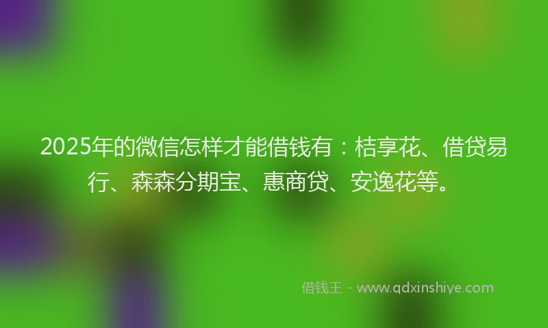 2025年的微信怎样才能借钱有：桔享花、借贷易行、森森分期宝、惠商贷、安逸花等。