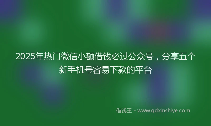 2025年热门微信小额借钱必过公众号，分享五个新手机号容易下款的平台