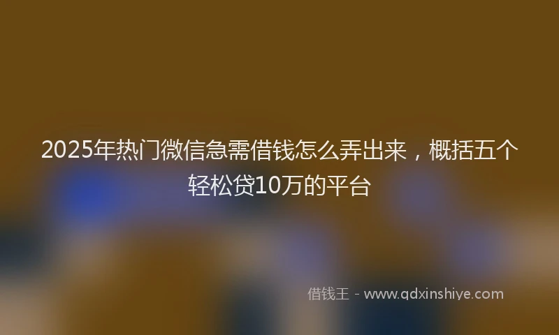 2025年热门微信急需借钱怎么弄出来，概括五个轻松贷10万的平台