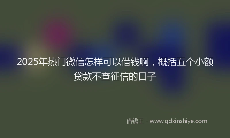 2025年热门微信怎样可以借钱啊，概括五个小额贷款不查征信的口子