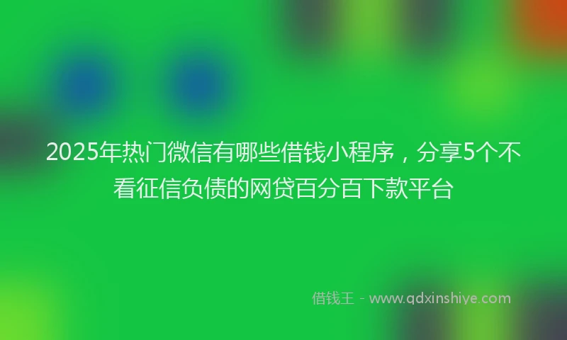 2025年热门微信有哪些借钱小程序，分享5个不看征信负债的网贷百分百下款平台