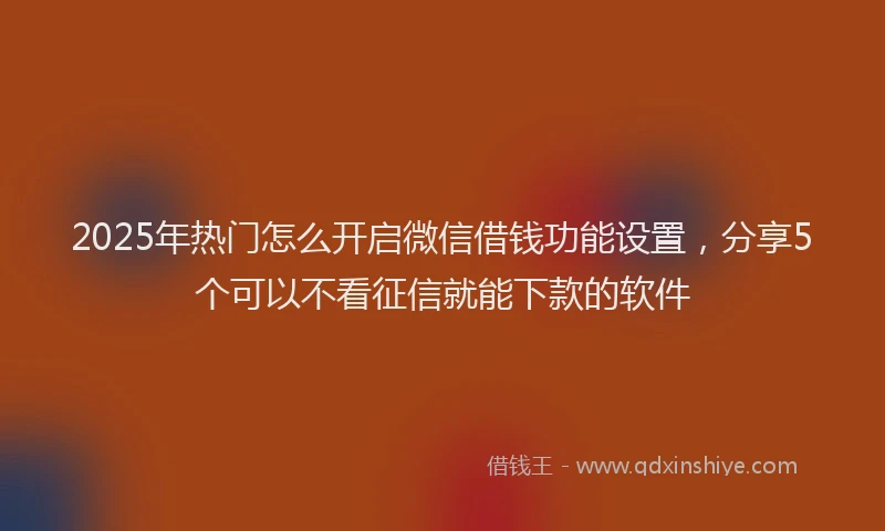 2025年热门怎么开启微信借钱功能设置，分享5个可以不看征信就能下款的软件