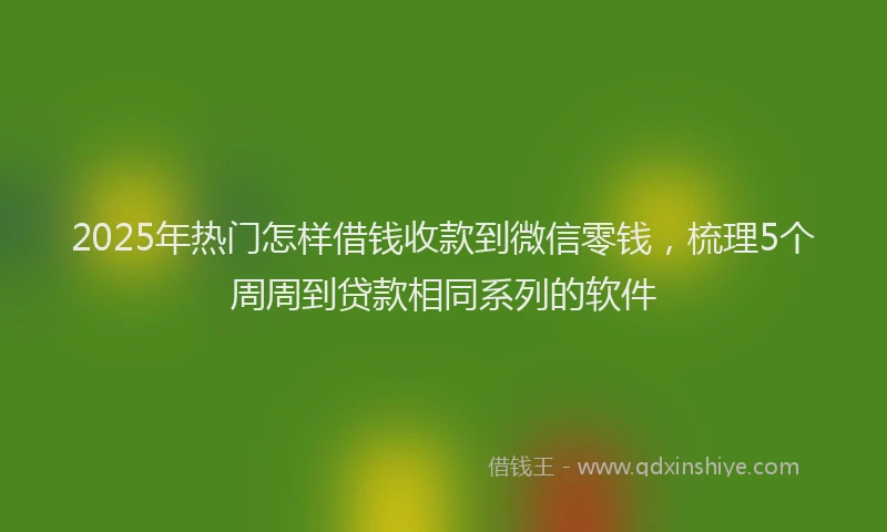 2025年热门怎样借钱收款到微信零钱，梳理5个周周到贷款相同系列的软件