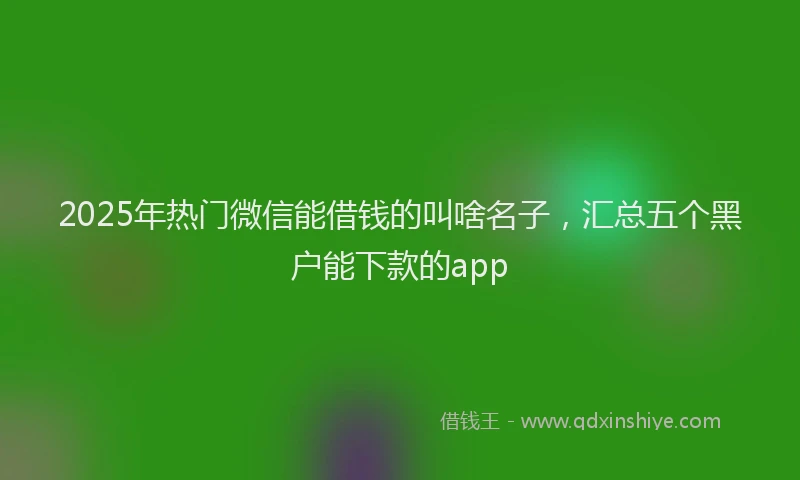 2025年热门微信能借钱的叫啥名子，汇总五个黑户能下款的app