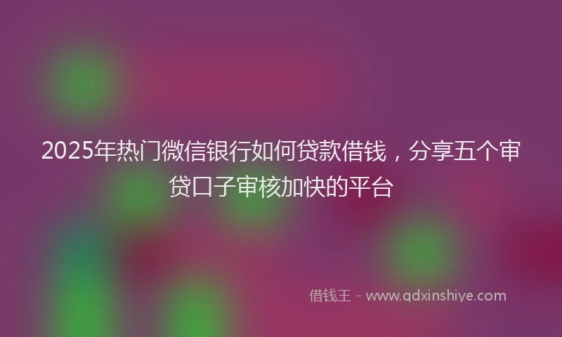 2025年热门微信银行如何贷款借钱，分享五个审贷口子审核加快的平台