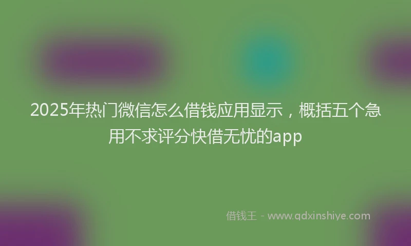 2025年热门微信怎么借钱应用显示，概括五个急用不求评分快借无忧的app
