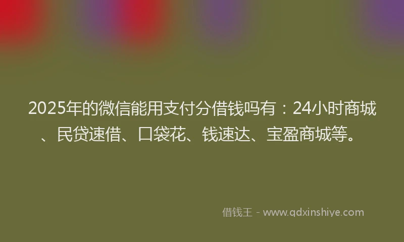 2025年的微信能用支付分借钱吗有：24小时商城、民贷速借、口袋花、钱速达、宝盈商城等。