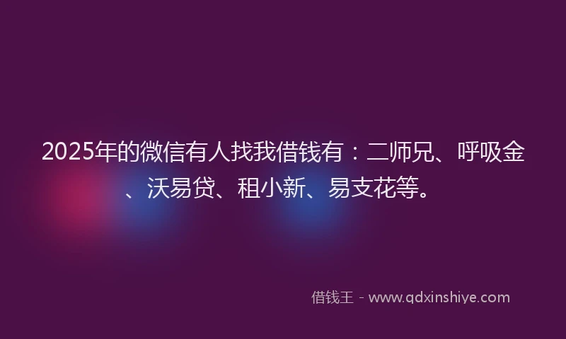 2025年的微信有人找我借钱有:二师兄、呼吸金、沃易贷、租小新、易支花等。