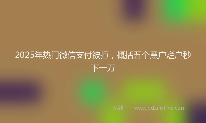 2025年热门微信支付被拒，概括五个黑户烂户秒下一万