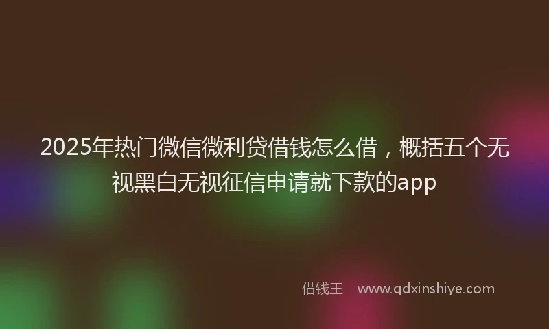 2025年热门微信微利贷借钱怎么借，概括五个无视黑白无视征信申请就下款的app