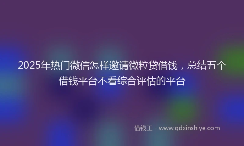 2025年热门微信怎样邀请微粒贷借钱，总结五个借钱平台不看综合评估的平台