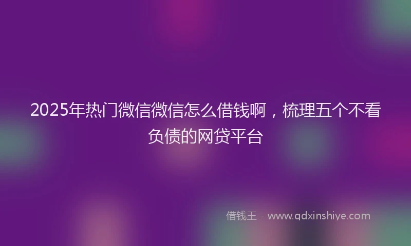 2025年热门微信微信怎么借钱啊，梳理五个不看负债的网贷平台