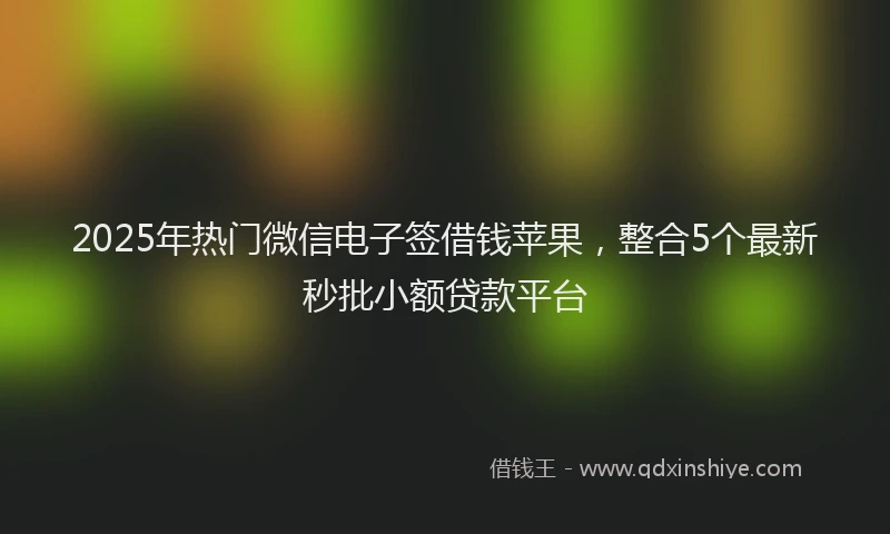 2025年热门微信电子签借钱苹果，整合5个最新秒批小额贷款平台
