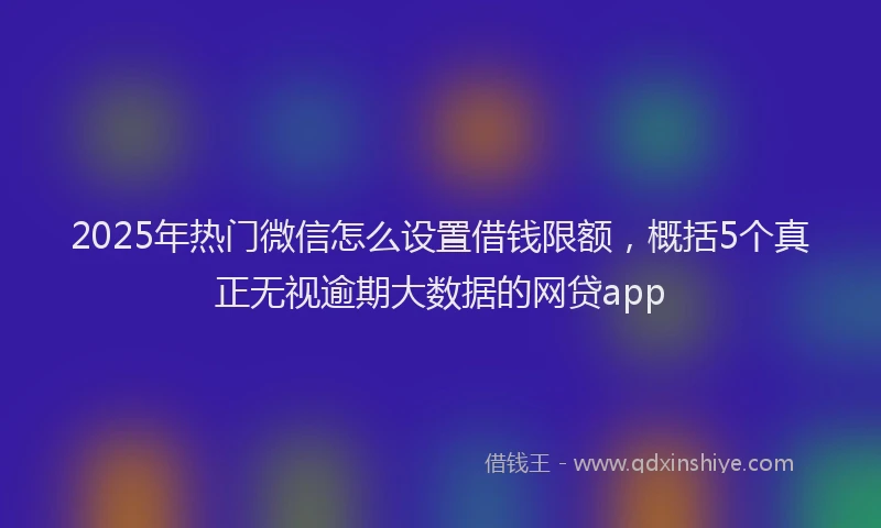 2025年热门微信怎么设置借钱限额，概括5个真正无视逾期大数据的网贷app
