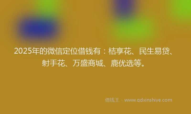 2025年的微信定位借钱有：桔享花、民生易贷、射手花、万盛商城、鹿优选等。