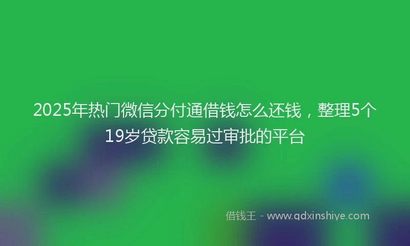 2025年热门微信分付通借钱怎么还钱，整理5个19岁贷款容易过审批的平台