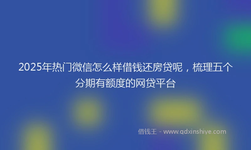 2025年热门微信怎么样借钱还房贷呢，梳理五个分期有额度的网贷平台