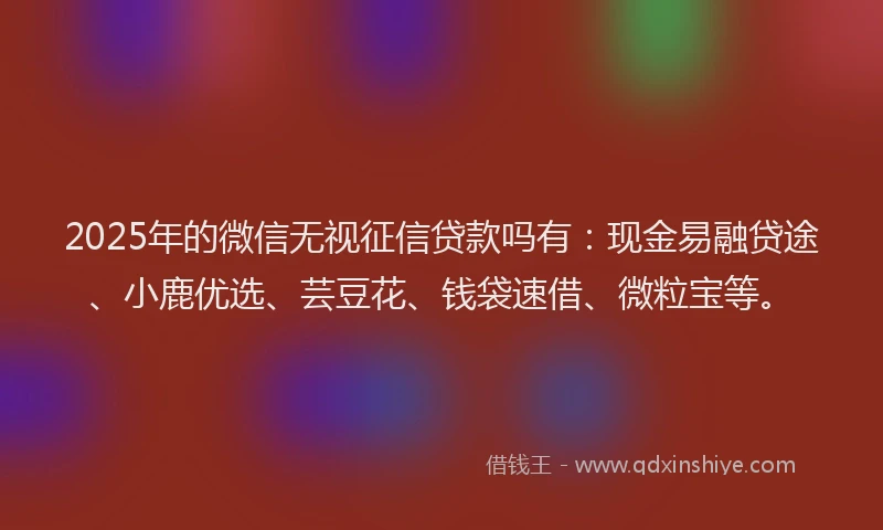 2025年的微信无视征信贷款吗有：现金易融贷途、小鹿优选、芸豆花、钱袋速借、微粒宝等。