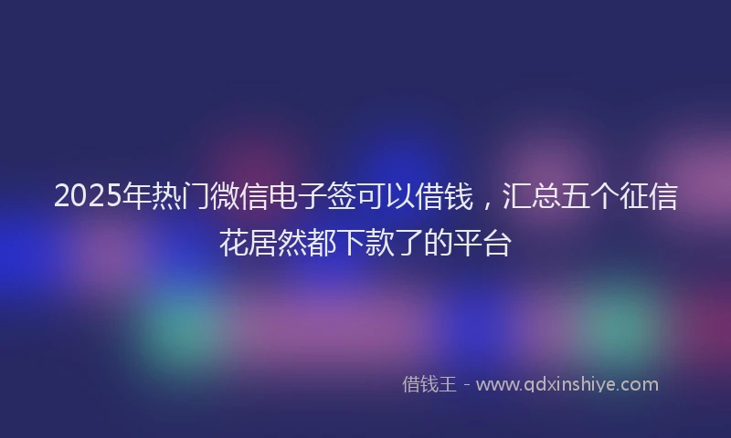 2025年热门微信电子签可以借钱，汇总五个征信花居然都下款了的平台