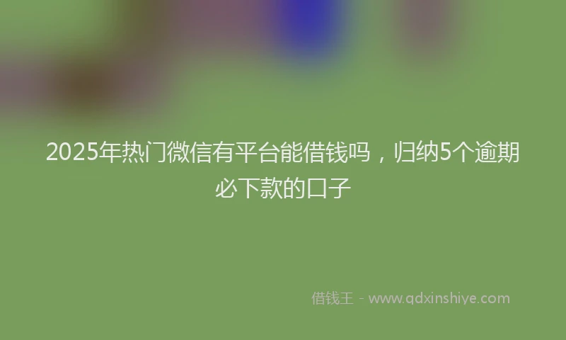 2025年热门微信有平台能借钱吗，归纳5个逾期必下款的口子