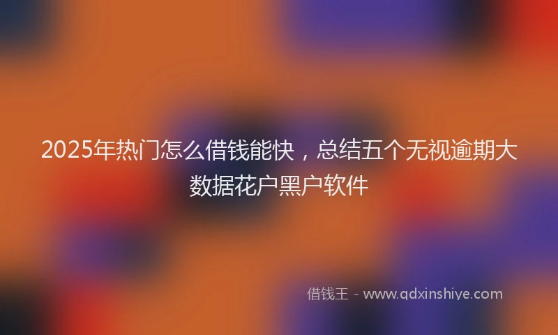 2025年热门怎么借钱能快，总结五个无视逾期大数据花户黑户软件