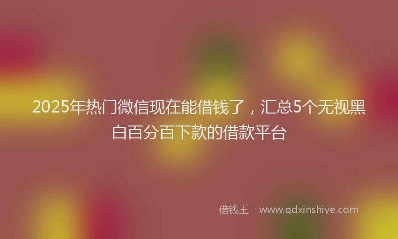 2025年热门微信现在能借钱了，汇总5个无视黑白百分百下款的借款平台