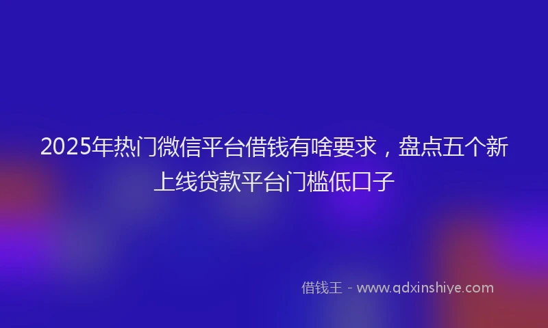 2025年热门微信平台借钱有啥要求，盘点五个新上线贷款平台门槛低口子