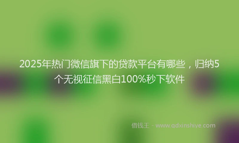 2025年热门微信旗下的贷款平台有哪些，归纳5个无视征信黑白100%秒下软件
