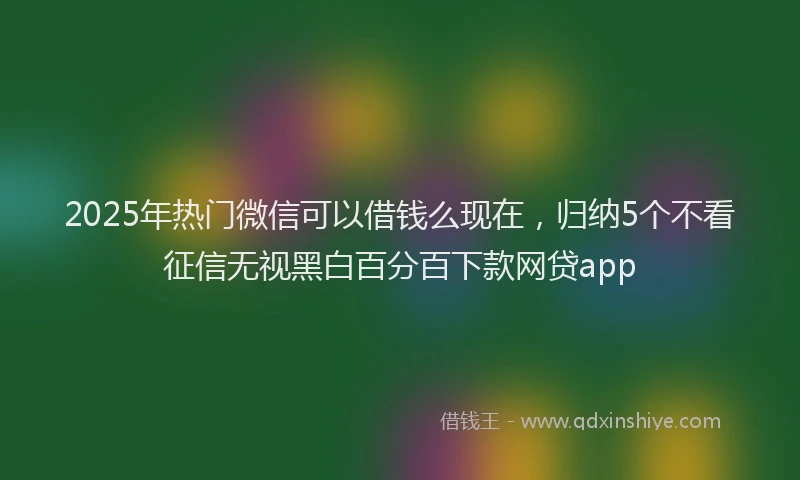 2025年热门微信可以借钱么现在，归纳5个不看征信无视黑白百分百下款网贷app