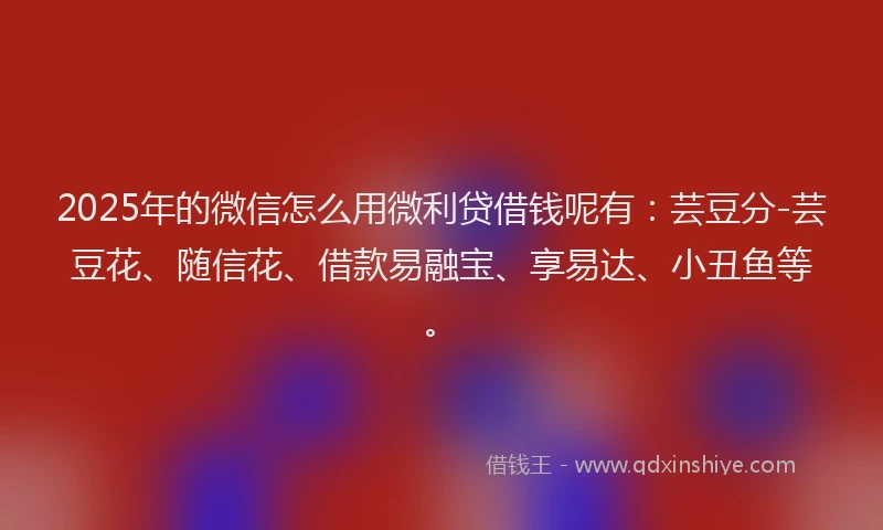 2025年的微信怎么用微利贷借钱呢有：芸豆分-芸豆花、随信花、借款易融宝、享易达、小丑鱼等。