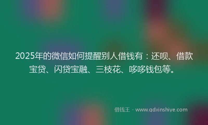 2025年的微信如何提醒别人借钱有：还呗、借款宝贷、闪贷宝融、三枝花、哆哆钱包等。