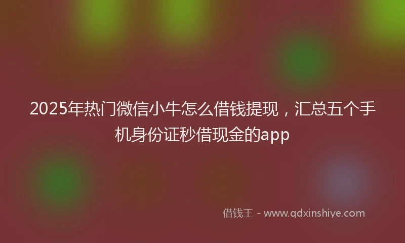 2025年热门微信小牛怎么借钱提现，汇总五个手机身份证秒借现金的app