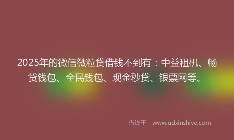 2025年的微信微粒贷借钱不到有：中益租机、畅贷钱包、全民钱包、现金秒贷、银票网等。